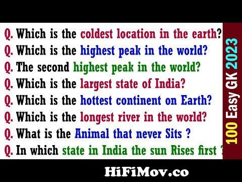 100 India Easy General Knowledge Questions Answers 2023 in English | GK |  Quiz | Trivia | India GK from gk indian Watch Video 