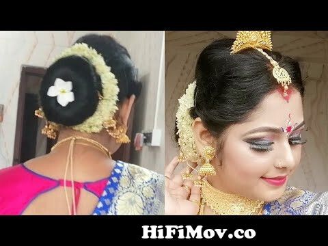 Bengali Bridal Bun Hairstyle Without Any Crimping And Curling || Very Easy  Hairstyle from meyeder milk bear korar video Watch Video 