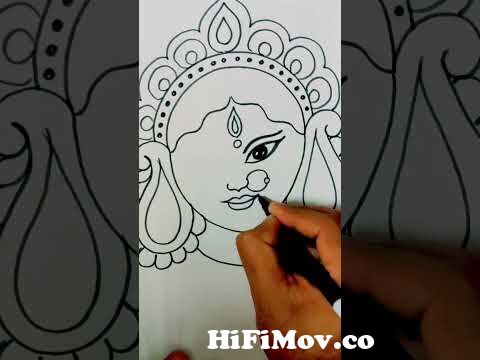 Durga Maa Face Drawing With Colour  Maa Durga Face HD Image