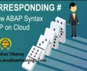 In this Video I call it ABAP PaaS because that’s what it is: an ABAP Platform as a Service. For the first time in the history of SAP, developers worldwide can build and run ABAP code in the Cloud. On SAP Cloud Platform, where ABAP is the new kid on the block now, next to Java or Node.js.nnThis video we will see a glimpse of CORRESPONDING # which is a new ABAP syntax.nnCall us on +91-84484 54549nMail us on install.abap@gmail.comnWebsite: www.anubhavtrainings.comnnOur forum: https://www.anubhavt
