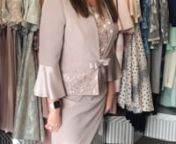 Stunningtaupe wedding outfit from Spanish Designer Rosa Clara. Price £695nVery elegant suit with lace applique and fluted sleeves on the jacket.nnPerfect for mother of the bride or groom,wedding guest, ladies day at the races or even a cruise.nnAvailable from Wedding Pearls ,Unit 3, Woodfield Business Units, Kidderminster Road, Ombersley, Worcestershire WR9 0JH nnPlease note we work by appointment only nnYou can book an appointment online on our websitewww.weddingpearls.netor call us on 0