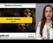 This sqadia.com medical lecture highlights forensic autopsy. At the onset of this section, types of autopsy alongside the objectives and risks have been brought under consideration. Besides, PMI estimation together with general and external body parts examination has been comprehensively elucidated.nn----------------------------------------nLecture Duration - 00:51:48nRelease Date - December 2018nnWatch complete lecture on sqadia.com -nhttps://www.sqadia.com/programs/forensic-autopsyn-----------
