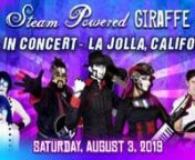 See San Diego&#39;s native robot band Steam Powered Giraffe in concert with this performance in August 2019 at the Mandeville Auditorium, located in University of California San Diego.nnJoin the robots Rabbit, The Spine, Zero, backing musician Michael Reed, The Walter Workers, and the bands sound engineer Steve Negrete for toe-tapping music, chuckle-inducing comedic bits, and robot fun!nnWith a cast and crew filled with music and theatrical backgrounds, the group takes on the guise of singing antiqu