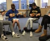 Students in the ukulele class have been studying how to read chord charts and practice C, Am7, F, G7, Em and D chords. Check out this clip of them jamming to