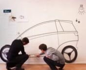 To get a feeling for the real proportions of the computer-designed electric vehicle, we created a 1:1 tape drawing on a plane surface. One of those jobs that were really fun.nnOver the last 3 years FORM &amp; DRANG developed a three-wheeled electric car. That was a great experience to see things growing on the paper to a real driving vehicle. The most important point on this project I have learned was NEVER GIVE UP and NOTHING IS IMPOSSIBLE.nFirst we got a Briefing with al important facts and li