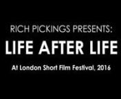 This event took place at the ICA, London, January 16th 2016. nOrganised by Rich Pickings (richpicks.org) in partnership with London Short Film Festival. nSupported by a Wellcome Trust People Award. nnLife after Life was an event about near death experiences and how they affect people’s lives. A screening of short films and accompanying discussion explored the experiences of those who have been on – and beyond – the edge of death and lived to tell the tale.nSpeakers:nChristopher French, Pro