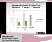 The material presented in this video are some highlights from NADCA’s online webinar - Die Repair - presented by David Schwam, Research Associate Professor at Case Western Reserve University. Briefly discussed is the benefits and results of using a laser welding device vs more standard welding devices.nnFor information on purchasing a downloadable copy of this webinar, please visit: http://www.diecasting.org/store/detail.aspx?id=WEB042nnNADCA Video News &amp; Information is brought to you by t