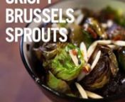 Ingredients:n1 lb of Brussels sproutsn3 tbsp honeyn2 red peppersnjuice of limen¼ cup of sliced almondsnSprinkle of sesame seedsnExtra virgin olive oil nSaltnnDirections:n1. Slice the sprouts in half, separating the first layers of leaves. Place them in a bowl.n2. Whisk together honey and lime juice in a small bowl. Add some salt here if you like. Set aside.n3. Add sesame seeds and almonds to one skillet. Toast on low- to medium-heat for approximately 2 minutes or until lightly browned. Set asid