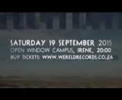 BUY TICKETS AT www.wereldrecords.co.zannWêreld Records is a movement of alternative South African musicians and visual artists. The Wêreld Records Launch show at Impac Film Festival 2015 features seven otherworldly musicians from among the Wêreld ranks, playing live music alongside a big screen backdrop projecting cinematic live visuals. Jaco van der Merwe (of Bittereinder and Walkie Talkie) dreamed Wêreld Records up and instigated the formation of an armada of eclectic artists who are const