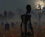 A skeleton moves past the camera in a church graveyard on a dark night. Thanks for watching as always.