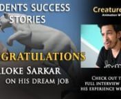 Workshop to Dream job..... Happy to share a short interview with the CAW student Aloke Sarkar, who got his dream job at MPC straight after the workshop.. Lets hear his journey in his own words.