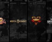 Roster de FGs para Wygers ARG 2020: (Dragon Ball FighterZ, Mortal Kombat 11, Street Fighter V y Super Smash Bros. Ultimate)