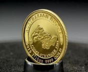Největší zlatý valoun na světě na minci z 1/10 unce ryzího zlata 999/1000. Průměr mince je 16,60 milimetrů a limitace pouhých 1000 exemplářů.