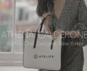 Athena Calderone is the quintessential New York City multi-hyphenate. In addition to founding her wildly popular website EyeSwoon, she is a chef, a mom, an interior designer and a cookbook author (not to mention a fashion force in her own right!).nnWe invited Athena to design a bag unique to her life, and she created a super-chic style that pulls from her love of mixing the unexpected in her cooking. With black haircalf sides, white python body and elderberry suede lining, the Universal Tote is