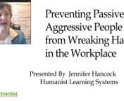 How to manage a truly passive aggressive situation using behavioral science.nnAre you tired of dealing with passive-aggressive behavior at work? Ready to learn practical science based strategies to navigate workplace challenges without getting entangled in unnecessary drama? Join Jennifer Hancock, renowned author and founder of Humanist Learning Systems, as she guides you through the art of dealing with passive-aggressive individuals.nnWhether you&#39;re a manager, team leader, or team member, this