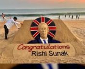 Sand artist, Sudarsan Pattnaik, celebrates Rishi Sunak as UK’s first ever British-Asian Prime Minister with this sand sculpture. #uk #newpm #pm #ukpm