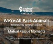“We’re All Pack Animals” is the first in a series of five Mutual Rescue Moments films on the theme “Seniors Saving Seniors.” Set in Albuquerque, New Mexico, it shows how NMDOG’s resourceful Home Sanctuary Program brightened the lives of a bonded pair of senior rescue dogs, Raina and Baxter, and Elena, a senior woman contending with loneliness and isolation.