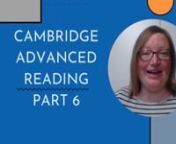 Cambridge English: Advanced C1 Reading and Use of English Part 6nnFree 7 Day Advanced course: nhttps://elearning.homestudies.ch/courses/free-advanced-elearning-course/nn1-1 Private Online English: Advanced Lessons:nhttps://homestudies.ch/englischkurse/cambridge-vorbereitungskurse-pet-fce-cae-cpe/cae-kurs-advanced-certificate-kurs/nnComplete article:nhttps://elearning.homestudies.ch/getting-battle-ready-advanced-reading-part-6/nnFree CAE Advanced Vocabulary List:nhttps://homestudies.ch/cae-certif
