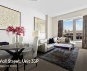 View the listing here: https://www.compass.com/listing/984140659304933169/viewnnApartment 33P at the full-service 75 Wall St is a sprawling 1 bedroom plus home office/guest room and 2 full bathrooms with spectacular unobstructed views.nnRecently renovated to the highest level, this spacious, high-floor home has a generous and flexible layout, 10’ ceilings and wide-plank oak flooring throughout.nnEnter the gracious foyer which flows into the open Boffi chef’s kitchen with center island, Caesa