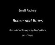 [PROVINO PROVVISORIO NON ABILITATO ALLA DIFFUSIONE]n[PROVISIONAL PROOF NOT ENABLED FOR SPREAD]nnSmall Factory - Blues Legacy projectnn“Booze And Blues”nGertrude Ma Rainey - Jay Guy Suddoth - (arr. C.Lugo)n[First recording: 15 October 1924 - Paramount]nnWent to bed last night and folks I was in my teanI went to bed last night and folks I was in my teanWoke up this mornin&#39;, the police was shakin&#39; mennI went to the jailhouse, drunk and blue as I could benI went to the jailhouse, drunk and blue