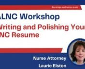 Watch the beginning of the first Advanced LNC Workshop: Writing and Polishing Your LNC Resume!nnThe entire course is available at https://nursinglawcenter.com.nnWriting and Polishing Your LNC Resume Webinar (3.8 CE Hours)nnYour LNC resume is one of the most important documents you will write. The quality of your resume and cover letter can determine whether or not you get hired. Therefore, it is essential that you describe your qualifications in a clear and concise manner, highlighting your capa