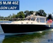 DRAGON LADY is a meticulously maintained, fully equipped MJM 40 Z. Some key features include: n-Jet Black hull with Emerald Green waterline and Shark White Bottomn-Seakeeper 5 Gyro Stabilizern-Custom co-pilot countertop with storage drawn-Advanced hull geometry for stability and excellent fuel efficiency Range @ 32.5 kts 1.1 nmpgn-Indoor/outdoor pilot housen-Certified ISO Class “A” Oceann-Varnish redone 2022nn