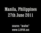 Read more about this UFO sighting video here: http://www.latest-ufo-sightings.net/2011/07/daytime-ufo-filmed-over-manila.htmlnnFollow our work on Facebook ( http://www.facebook.com/LatestUFOSightings ) or on Twitter ( http://twitter.com/LatestUFOs )nn-------------------------nhttp://www.lufos.net/nhttp://eparanormal.net/