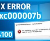 Download Files - nnHow to Fix The application was unable to start correctly 0xc00007b Error. In this video, I will show you reasons and Solutions to 0xc000007b Error for example on Epic Games Launcher. You can fix Application Error with 100% working method by following the steps to on Windows 10 and Windows 11 for Any Apps, Any Program like Premiere Pro or Any Games like GTA 5.nnnnnnnnnnnnnnhow to fix 0xc00007b error windows, how to fix 0xc00007b, fic 0xc00007b error, 0xc00007b error fixed, gta