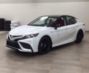 View photos and more info at: https://app.cdemo.com/dashboard/view/report/20210422yryhrcyk. This is a White/w Black Roof 2021 Toyota Camry Hybrid XSE Review Sherwood Park AB - Sherwood Park Toyota with Automatic transmission White/w Black Roof color and Red interior color.(Uploaded by DataDriver).