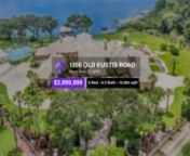 Incredible lakefront estate in historic Mt. Dora on Lake Gertrude with an additional parcel of land included for a total of 4 acres. Iron fencing securely surrounds this gated 10,983 sqft residence, sure to impress with dramatic coffered ceilings, painted gold leaf designs, imported chandeliers, and breathtaking views. Enter through the magnificent iron gates into the lushly landscaped courtyard with a portico and stately columns framing the entrance to the custom stone foyer that overlooks the
