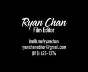 Ryan Chan has over twenty years of experience in Feature Film and Television Post-Production, from Live Action to Animation, Netflix series, Motion Capture, and Documentary. He learned his craft from one of the best in the business, having worked on every Robert Zemeckis movie from 2004&#39;s The Polar Express to 2020&#39;s The Witches. He is currently editing a Netflix Limited Series titled Lost Ollie for Academy Award-winning Director Peter Ramsey.nnnnnnRyan Editor Reel 2021 v5 2fr Slip Brighter HB