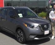 https://www.danobriennissan.com/n95 Drum Hill Road, Chelmsford, MA 01824n978-746-2570nnI&#39;m Mike here at Dan O&#39;Brien Nissan here in Chelsford and today we&#39;re going to be taking a look at the 2020 Nissan Kicks SR.nnThe exterior of this Kicks is both beautiful and functional. Dark roads are no issue for the sleek LED projector headlamps that make seeing at night effortless. The V-Shape dark chrome front grill accent and rear roof mounted spoiler add aerodynamic functionality and bold, striking desi