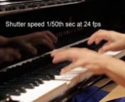 This is raw footage from a promo I shot for concert pianist Heidi Hau. I used a high shutter speed during parts of her playing to emphasize the frenetic pace and to give her fingers a