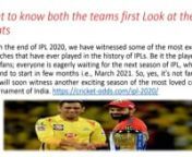 Even if it is just playing a game, you will have to spend some time doing research or whatever to make the perfect team, which will win you lots. So, let&#39;s jump into the specifics and teach our beginners in the betting scene on ipl free betting tips 2020 so that they take a better-informed bet next time they bet on ipl betting 2020 player list:- https://cricket-odds.com/ipl-2020/