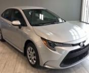 Comes with Heated Seats, Backup Camera, Apple CarPlay &amp; Android Auto, Keyless Entry and much more!nn1.8L CVT Enginen16-inch Steel WheelsnLED TailightsnBlind Spot Monitor + Rear Cross Traffic AlertnToyota Safety Sense 2.0nnThe 2021 Toyota Corolla is prepared for any occasion with an athletic stance and well-defined interior. Fully complete with convenience options like a backup camera, Apple CarPlay and Android Auto to keep you up to date with all the latest tech. Taking you further is your T