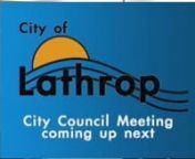 CITY OF LATHROPnCITY COUNCIL REGULAR MEETINGnMONDAY, FEBRUARY 6, 2012n7:00 P.M.nCOUNCIL CHAMBERS, CITY HALLn390 Towne Centre DrivenLathrop, CA 95330nnAGENDAnnPLEASE NOTE: There will be a Closed Session commencing at 6:00 p.m.The Regular Meeting will reconvene at 7:00 p.m., or immediately following the Closed Session, whichever is later.nnn1.tPRELIMINARYnn1.1tCALL TO ORDERnn1.2tCLOSED SESSIONnn1.2.1tCONFERENCE WITH LEGAL COUNSEL: Anticipated Litigation – Significant Exposure to Litigation Pur
