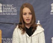 12-year old Victoria Grant explains why her homeland, Canada, and most of the world, is in debt. April 27, 2012 at the Public Banking in America Conference, Philadelphia, PA. Support a public bank for YOUR state.Donate and make it happen!nnhttps://npo.networkforgood.org/Donate/Donate.aspx?npoSubscriptionId=1003915&amp;code=websitetracking001nnFor more information see http://www.publicbankinginstitute.org or www.moveourmoney.net