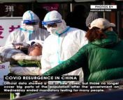 COVID RESURGENCE IN CHINA &#60;br/&#62;&#60;br/&#62;A rash of COVID-19 cases in schools and businesses were reported by social media users Friday in areas across China after the ruling Communist Party loosened anti-virus rules as it tries to reverse a deepening economic slump. Official data showed a fall in new cases, but those no longer cover big parts of the population after the government on Wednesday ended mandatory testing for many people. That was part of dramatic changes aimed at gradually emerging from “zero-COVID” restrictions that have confined millions of people to their homes and sparked protests and demands for President Xi Jinping to resign. The reports echo the experience of the United States, Europe and other economies that have struggled with outbreaks while trying to restore business activity. &#60;br/&#62;&#60;br/&#62;PHOTOS BY AP&#60;br/&#62;&#60;br/&#62;Subscribe to The Manila Times Channel - https://tmt.ph/YTSubscribe&#60;br/&#62;&#60;br/&#62;Visit our website at https://www.manilatimes.net&#60;br/&#62;&#60;br/&#62;Follow us:&#60;br/&#62;Facebook - https://tmt.ph/facebook&#60;br/&#62;Instagram - https://tmt.ph/instagram&#60;br/&#62;Twitter - https://tmt.ph/twitter&#60;br/&#62;DailyMotion - https://tmt.ph/dailymotion&#60;br/&#62;&#60;br/&#62;Subscribe to our Digital Edition - https://tmt.ph/digital&#60;br/&#62;&#60;br/&#62;Check out our Podcasts:&#60;br/&#62;Spotify - https://tmt.ph/spotify&#60;br/&#62;Apple Podcasts - https://tmt.ph/applepodcasts&#60;br/&#62;Amazon Music - https://tmt.ph/amazonmusic&#60;br/&#62;Deezer: https://tmt.ph/deezer&#60;br/&#62;Stitcher: https://tmt.ph/stitcher&#60;br/&#62;Tune In: https://tmt.ph/tunein&#60;br/&#62;Soundcloud: https://tmt.ph/soundcloud&#60;br/&#62;&#60;br/&#62;#TheManilaTimes