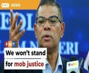 The home minister says only the police were allowed to go after wrongdoers.&#60;br/&#62;&#60;br/&#62;Read More:&#60;br/&#62;https://www.freemalaysiatoday.com/category/nation/2024/03/25/we-wont-stand-for-mob-justice-saifuddin-says/&#60;br/&#62;&#60;br/&#62;Laporan Lanjut:https://www.freemalaysiatoday.com/category/bahasa/tempatan/2024/03/25/move-on-ada-isu-rakyat-lebih-penting-kata-saifuddin/&#60;br/&#62;&#60;br/&#62;Free Malaysia Today is an independent, bi-lingual news portal with a focus on Malaysian current affairs.&#60;br/&#62;&#60;br/&#62;Subscribe to our channel - http://bit.ly/2Qo08ry&#60;br/&#62;------------------------------------------------------------------------------------------------------------------------------------------------------&#60;br/&#62;Check us out at https://www.freemalaysiatoday.com&#60;br/&#62;Follow FMT on Facebook: https://bit.ly/49JJoo5&#60;br/&#62;Follow FMT on Dailymotion: https://bit.ly/2WGITHM&#60;br/&#62;Follow FMT on X: https://bit.ly/48zARSW &#60;br/&#62;Follow FMT on Instagram: https://bit.ly/48Cq76h&#60;br/&#62;Follow FMT on TikTok : https://bit.ly/3uKuQFp&#60;br/&#62;Follow FMT Berita on TikTok: https://bit.ly/48vpnQG &#60;br/&#62;Follow FMT Telegram - https://bit.ly/42VyzMX&#60;br/&#62;Follow FMT LinkedIn - https://bit.ly/42YytEb&#60;br/&#62;Follow FMT Lifestyle on Instagram: https://bit.ly/42WrsUj&#60;br/&#62;Follow FMT on WhatsApp: https://bit.ly/49GMbxW &#60;br/&#62;------------------------------------------------------------------------------------------------------------------------------------------------------&#60;br/&#62;Download FMT News App:&#60;br/&#62;Google Play – http://bit.ly/2YSuV46&#60;br/&#62;App Store – https://apple.co/2HNH7gZ&#60;br/&#62;Huawei AppGallery - https://bit.ly/2D2OpNP&#60;br/&#62;&#60;br/&#62;#FMTNews #SaifuddinNasutionIsmail #SocksIssue