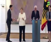 Concerns for German Chancellor Angela Merkel’s health grow once more as she was filmed struggling to keep her composure and visibly shaking during an official ceremony for the second time this month.