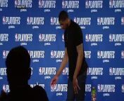 LaMarcus Aldridge walks out of his Game 5 postgame press conference that lasts less than 30 seconds after reporters don&#39;t have any questions.