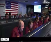 Flight controllers at Nasa’s Jet Propulsion Laboratory in Pasadena, California, leap out of their seats and erupt in applause as news comes in that InSight, the spacecraft designed to explore Mars’s interior, successfully landed on the planet