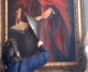 Pro-Palestine protesters slash historic painting at University of Cambridge from hi pro picture