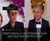 Robert Downey Jr. and Christopher Nolan both take home their first Oscar. Two of Hollywood&#39;s biggest names received their first Oscars for their work in Oppenheimer . Christopher Nolan took home the award for Best Director, which he was also nominated for in 2018, and Robert Downey Jr. won for Best Supporting Actor. Oppenheimer takes home 7 Oscars earning most awards of the night. The film earned itself a total of 13 nominations going into the award ceremony, and came out on top winning more than half of those nods, including Best Picture. Vanessa Hudgens debuts baby bump at Oscars red carpet. Hudgens served as the pre-show host for this year&#39;s ceremony, and stepped out on the red carpet revealing that she and husband Cole Tucker are expecting their first child together. Kate Middleton apologizes for controversy surrounding Mother&#39;s Day photo. Following weeks of speculation about her whereabouts and wellbeing, the Princess of Wales shared a photo on social media this Sunday alongside her three children. However, after closer inspection, it was realized that the photo had been digitally altered, causing news outlets to remove the photo from their sites. The Princess has since released a statement addressing the photoshop accusations writing &#39;Like many amateur photographers, I do occasionally experiment with editing. I wanted to express my apologies for any confusion the family photograph we shared yesterday caused.&#39; In today&#39;s celebrity birthday news: singer Bobby McFerrin turns 74, singer Lisa Loeb is 56, actor Terrence Howard 55, actor Johnny Knoxville turns 53, actress Rainey Qualley is 35, and actress Jodie Comer 31.