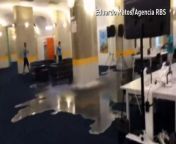 A media centre in the World Cup stadium in Natal became flooded on Sunday after a pipe burst.