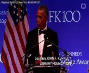 Sunday evening in Boston former President Barack Obama was awarded The Profile in Courage Award, an annual award presented at the John F. Kennedy Library. Obama received the honor from the Kennedy family for his &#92;