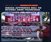 The House of Representatives approves on third and final reading a bill revoking the franchise of Apollo Quiboloy-owned Swara Sug Media Corporation, which operates Sonshine Media Network International.&#60;br/&#62;&#60;br/&#62;Full story:https://www.rappler.com/philippines/house-approves-bill-revoking-smni-franchise-march-2024/