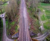 Drone footage shows railway embankment collapse near Tonbridge from the railway return 2022