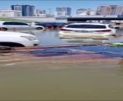Sharjah Residents in flooded areas notice oil slick for over 2 kilometers in accumulated water from population of montreal area