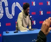Sixers&#39; center Joel Embiid discusses his finger injury after the win over the Thunder.
